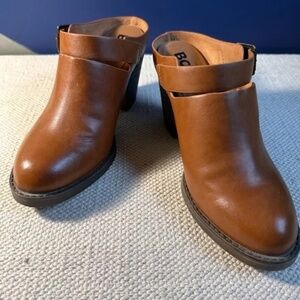 BC Born in California Vegan Camel Brown Heeled Slip-ons with Buckle Size 6